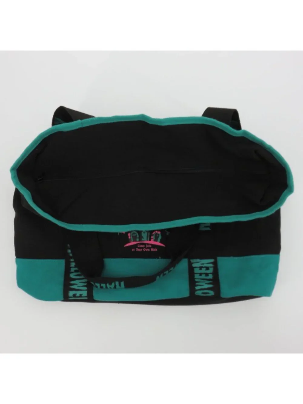 Disney Parks 2023 Halloween Glow In The Dark Mickey Mouse Tote Bag Black Teal